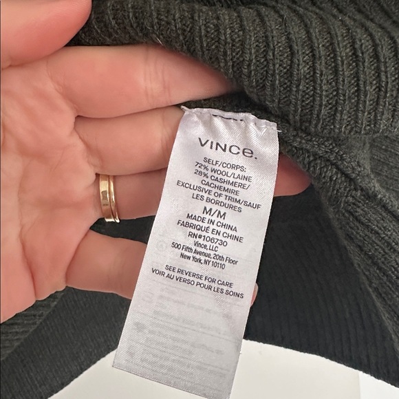 VINCE. Ribbed Shawl Collar Tunic in Moss - Picture 6 of 9